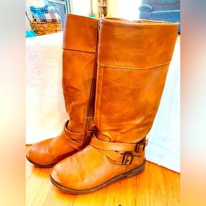 Tan leather riding boots,kids size 13